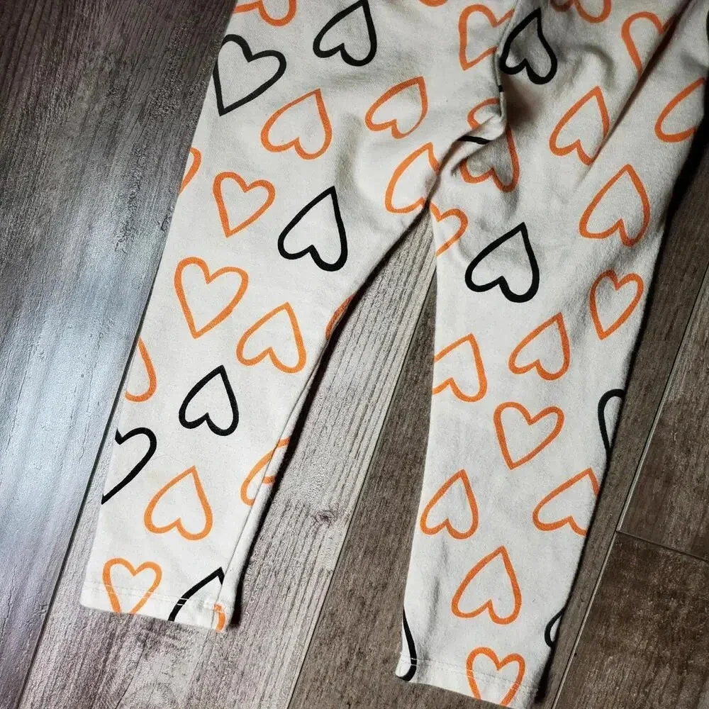 Cat & Jack Toddler Girl Halloween Leggings Full Length Cream Heart Size 2T NWOT